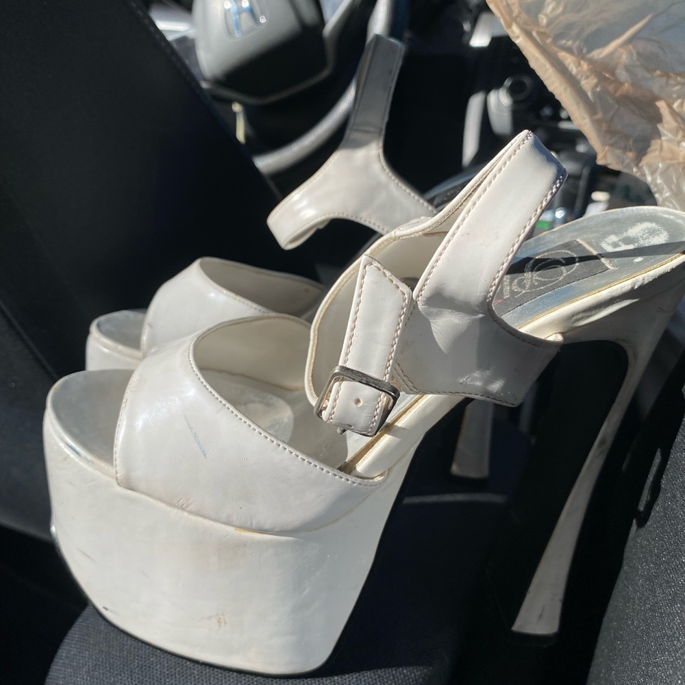 Pleaser White Platform Sandals